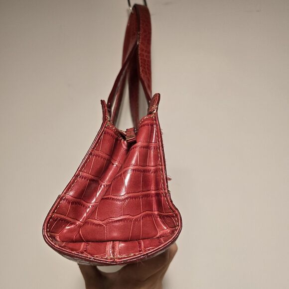 Y2K Tommy Hilfiger Faux Crocodile Skin Embossed Mini Hand Bag Red Shoulder Purse - Picture 4 of 13